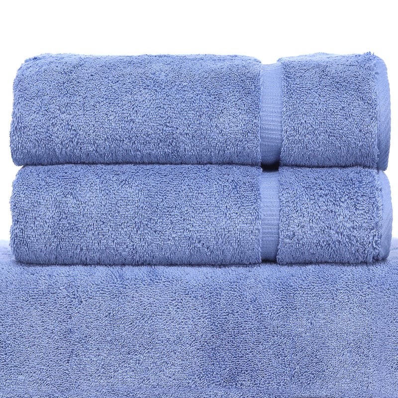 BC BARE COTTON Luxury Hotel & Spa Collection Highly Absorbent, Quick Dry 100% Turkish Cotton 700 GSM, Eco Friendly Towel, for Bathroom Dobby Border Soft Bath Towel Set 27 X 54 (Wedgewood, Bath Towels - Set of 2) - Image 1